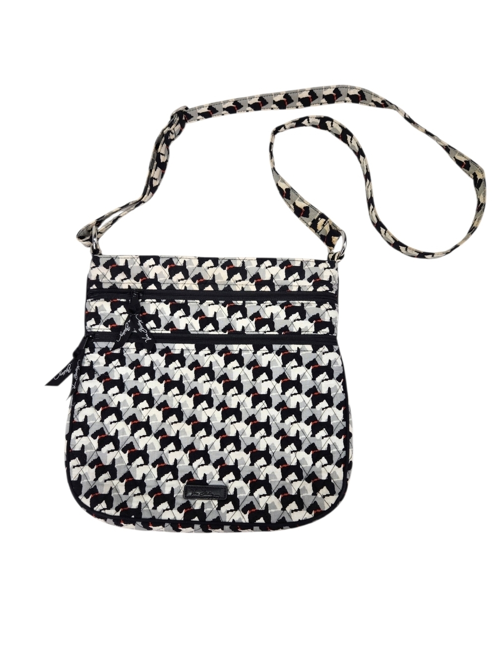 Vera Bradley Scottie Dogs Pattern Triple Zip Hipster Crossbody Retired Print